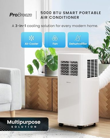 A portable air conditioner in a modern living space, offering cooling and versatility.