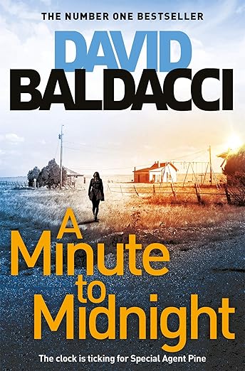 Book cover of "A Minute to Midnight" by David Baldacci, featuring a solitary figure walking.