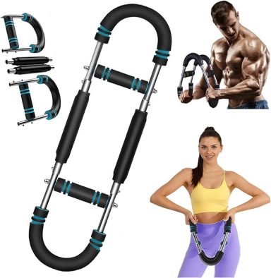 Resistance training equipment with adjustable grips, used for strength exercises.