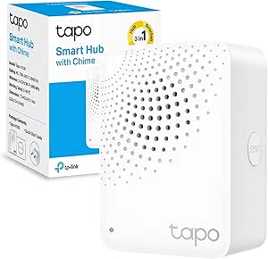 Tapo Smart Hub with an abstract dot pattern and a blue box packaging.