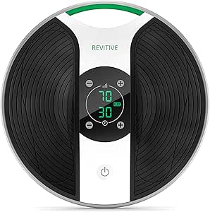 Black and white round digital weight scale with green indicator and LCD display.