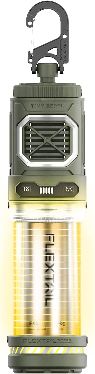 Portable LED lantern with a hook, featuring a durable design and bright yellow light.