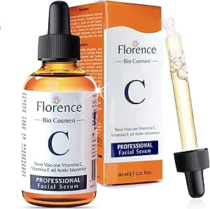 Facial serum bottle with dropper and box, featuring Vitamin C branding.