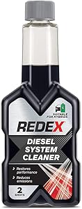Bottle of Redex Diesel System Cleaner with a black and silver design.